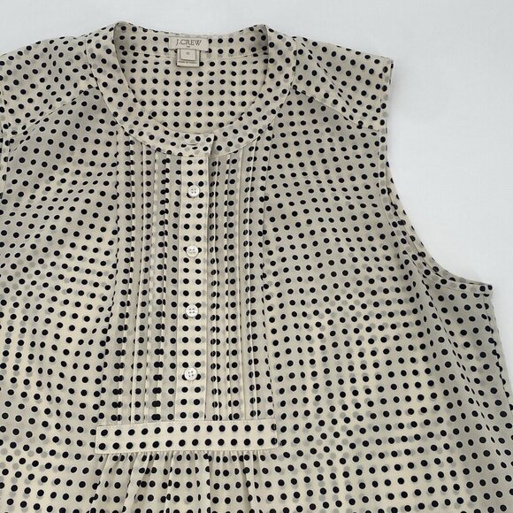 J. Crew Women's Size 12 Polka Dot Pintuck Sleeveless Blouse - Picture 3 of 10